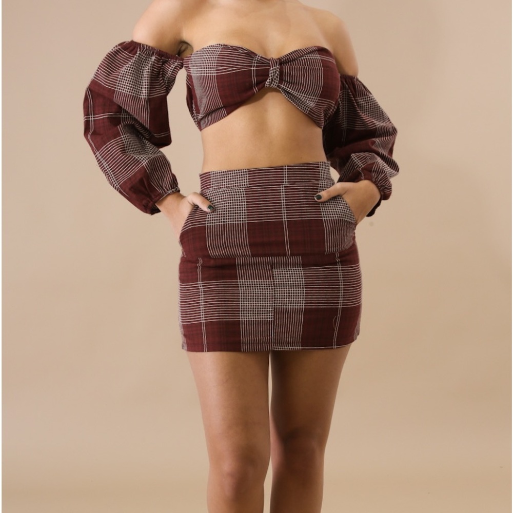 Plaid skirt set